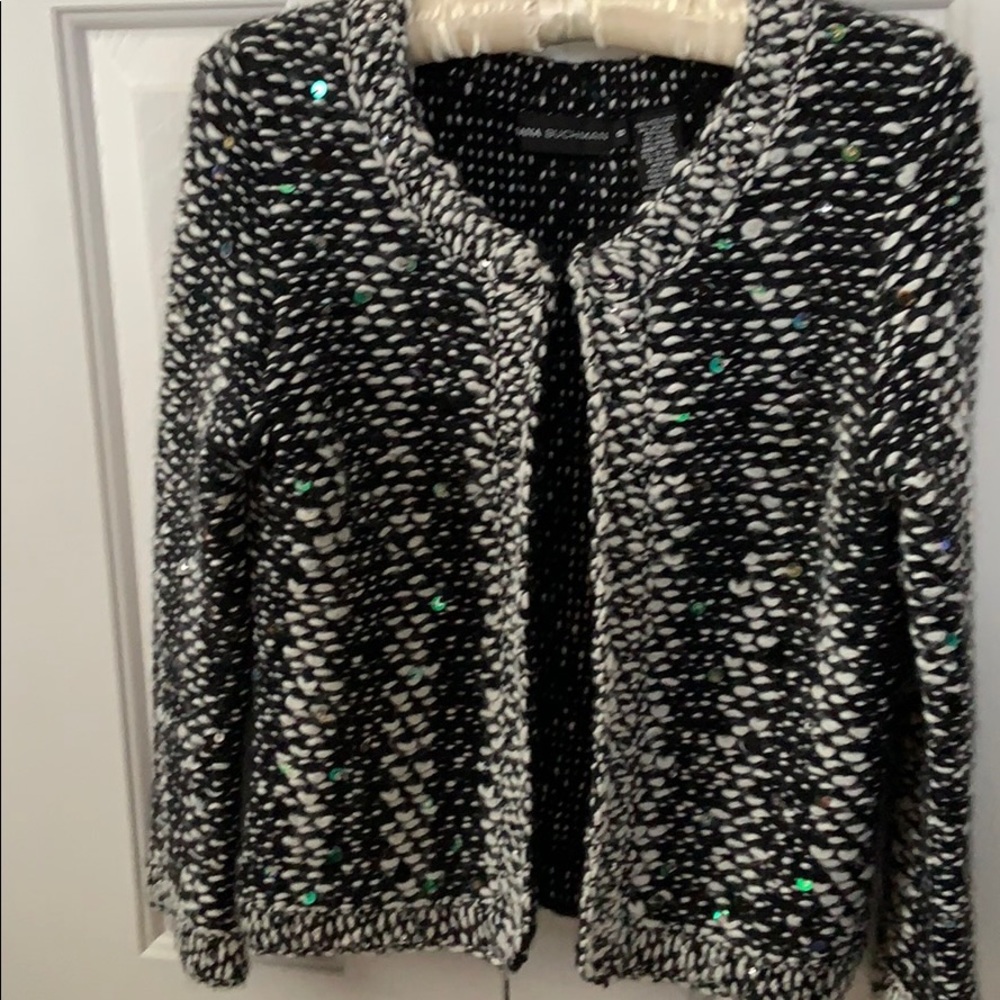 Dana Buchman beaded tweed sweater sz small